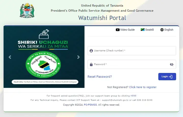 ESS Utumishi Portal Login